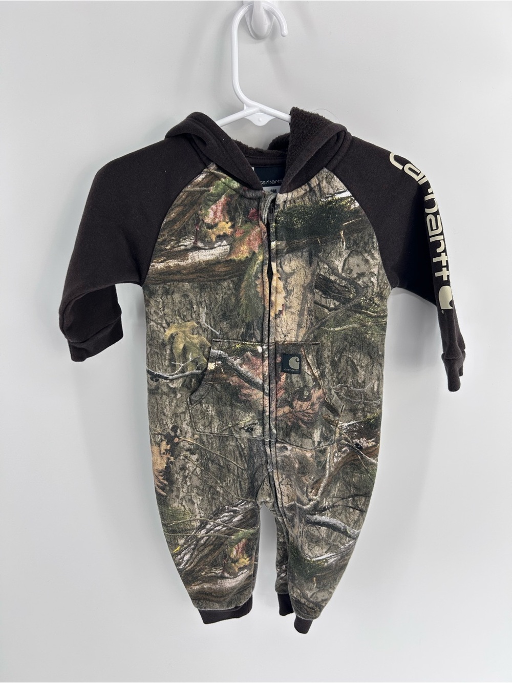 Carhartt Baby Long-Sleeve Zip-Front Hooded Camo Coveralls - 6 months